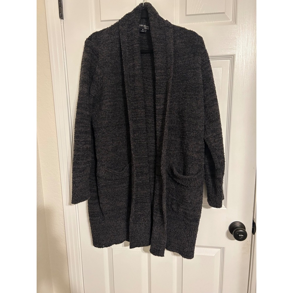 Barefoot Dreams Cardigan Women M Grey Excellent CozyChic Shawl Collar QVCC1057